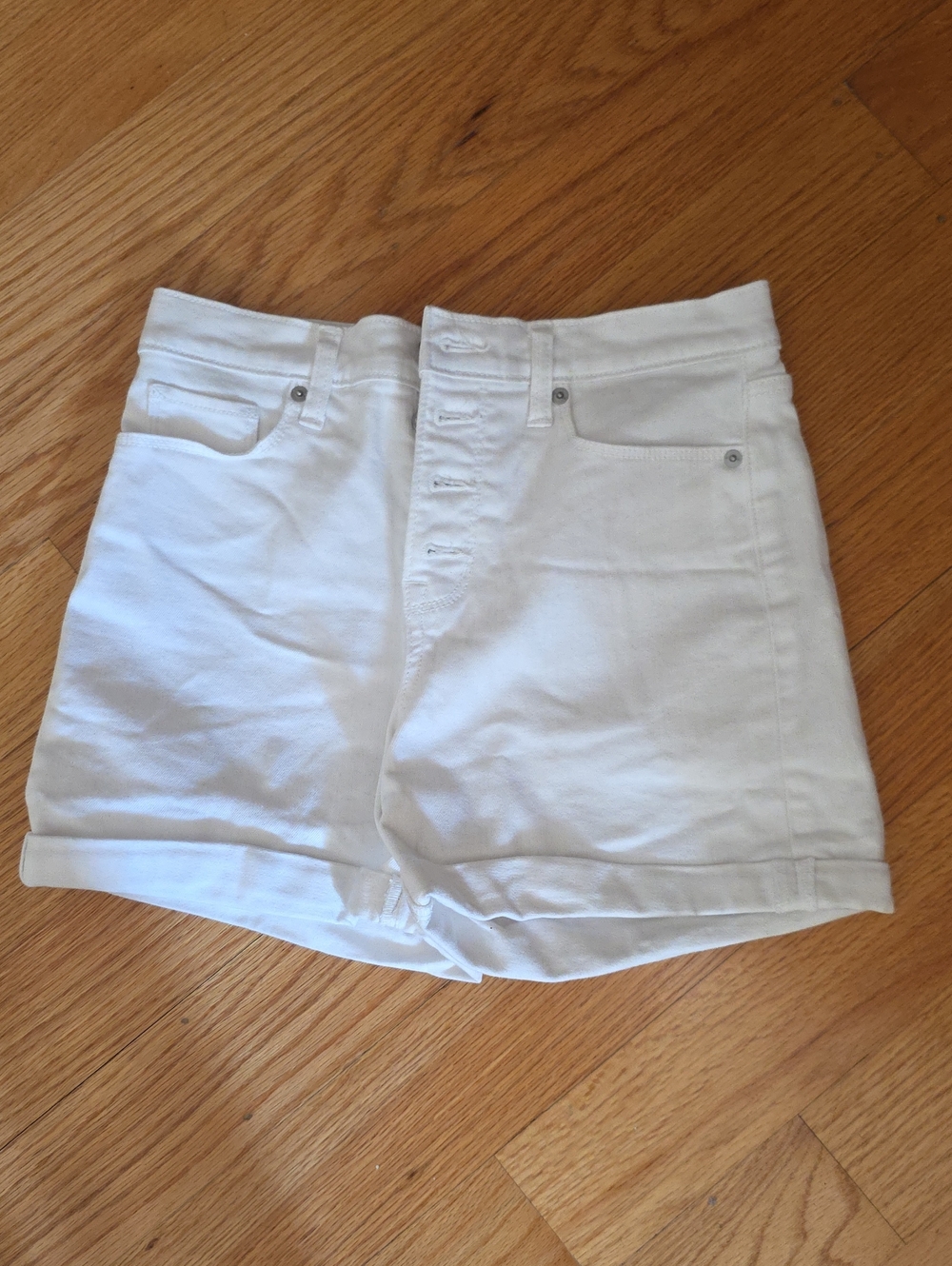 Banana Republic White High-Rise Button-Front Shorts